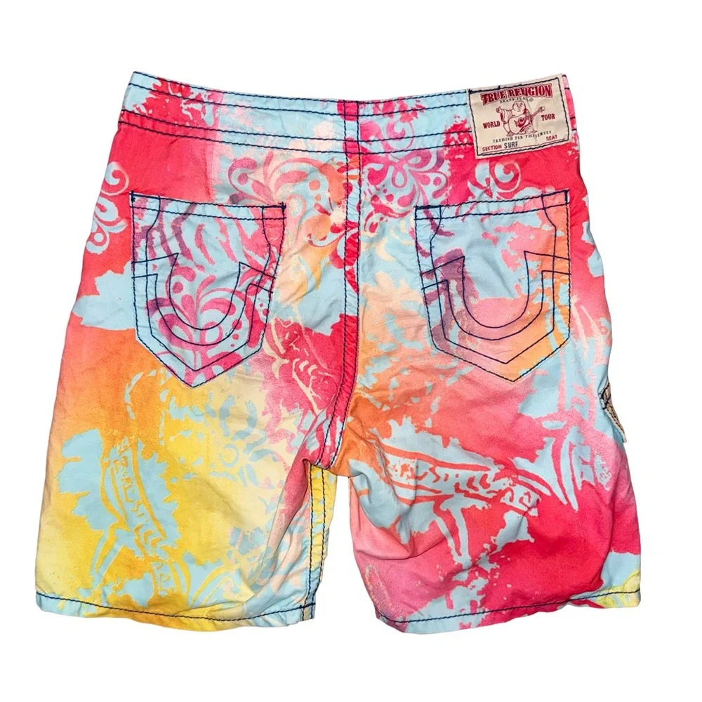 💙💖True Religion Tie Dye Y2K Board Shorts Surf Dopamine 36